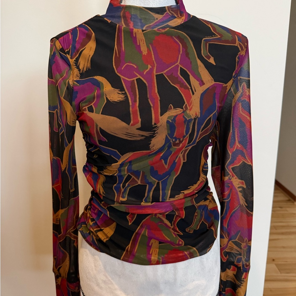 FARM Rio Multicolor Abstract horse Print Top - Picture 5 of 11